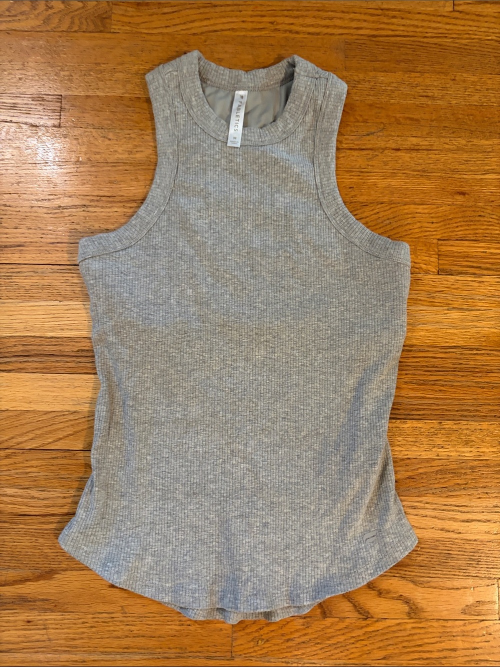 Fabletics  Light Grey Ribbed Tank Top - Sleeveless Knit medium